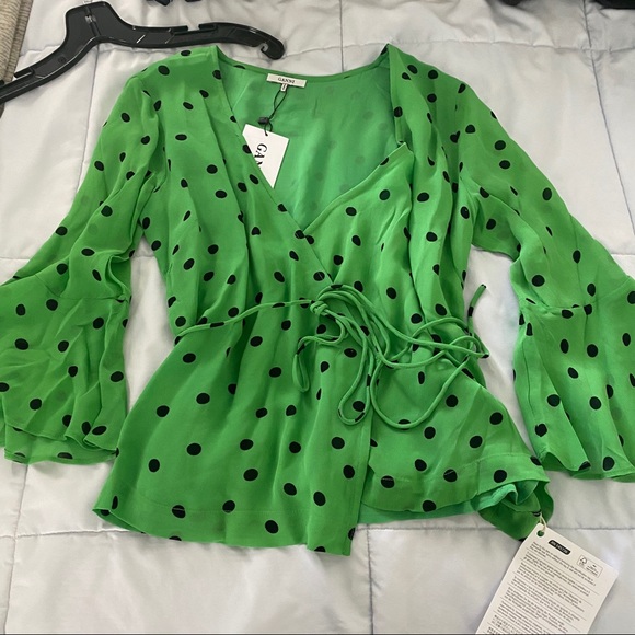 Ganni printed georgette wrap top - Picture 16 of 16